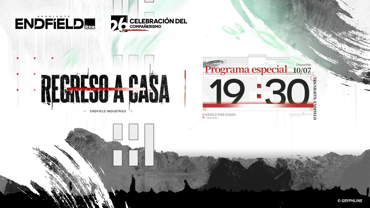 AKEndfieldES's tweet photo. 🎁El programa especial de Celebración del Compañerismo de Arknights: Endfield y de la vista previa de la versión [Regreso a casa] comenzará el 10 de julio a las 19:30 (UTC+8).
Regresa a casa para vivir un nuevo capítulo.

A medida que los ecos de la grieta se acercan, una nueva historia aguarda tu llegada, Endministrator.

¡Síguenos en @AKEndfieldES y comparte esta publicación para tener la oportunidad de ganar increíbles recompensas!

▼// Recompensas del evento
Tarjeta de regalo de $20 X 50

▼// Periodo del evento
5 de julio de 2026 – 12 de julio de 2026 (UTC+8)

▼// Reglas del evento
https://t.co/Cea0pmbzfP

▼//Descarga el juego desde el sitio web oficial: https://t.co/TNb80zCqwc

#ArknightsEndfield #Endfield #CompanionshipCelebration