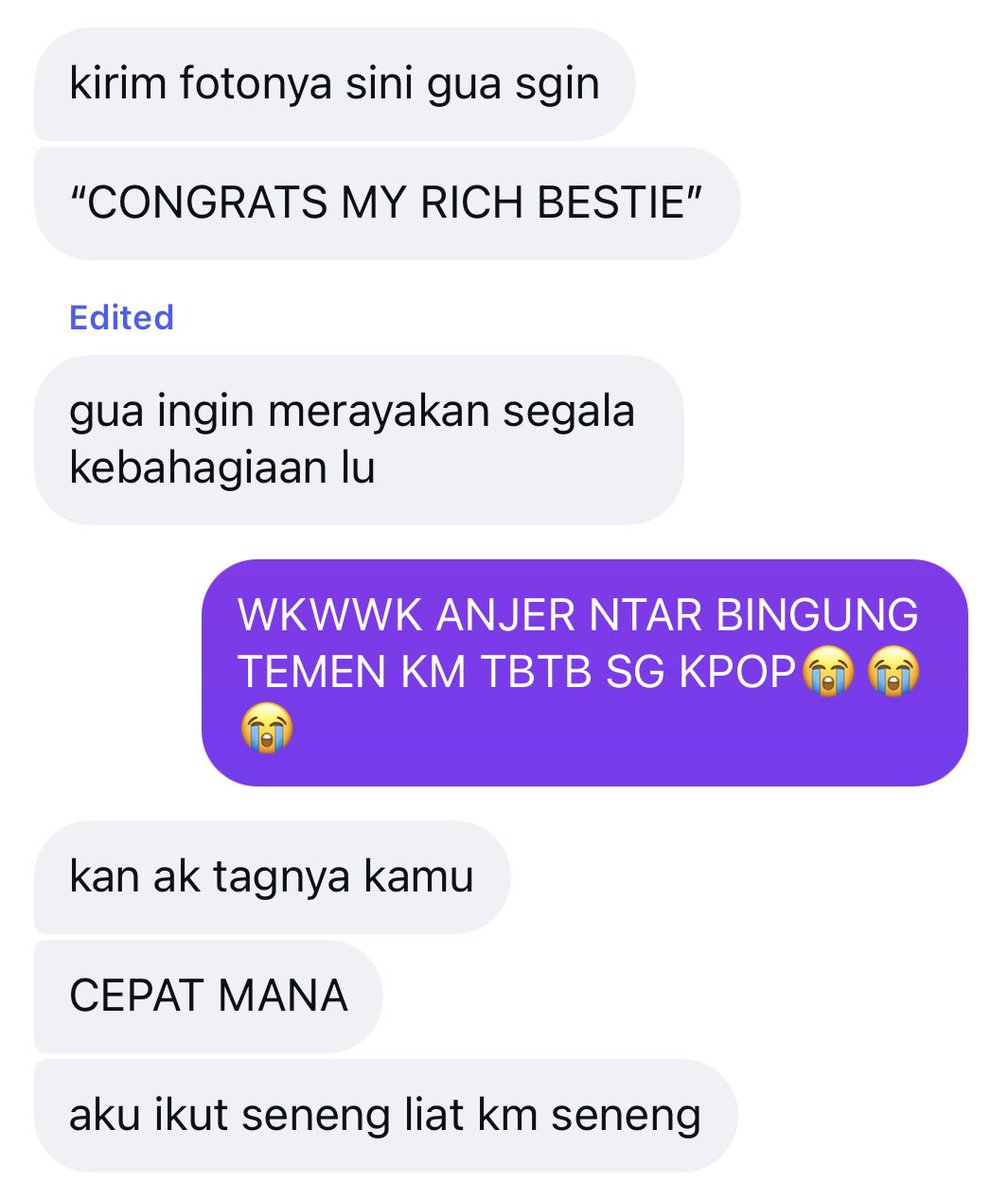 jaemberryna_'s tweet photo. HAH RAME BGTTT😭😭😭 btw ini temen dekettt akuuu ahahhaa , ini respon dia after aku kasih tau menang hi bye🥹🫰🏻 sangat2 lucky punya temen yg support kecegilan akuuh😭🤍🤍 https://t.co/CwW00HXGJe