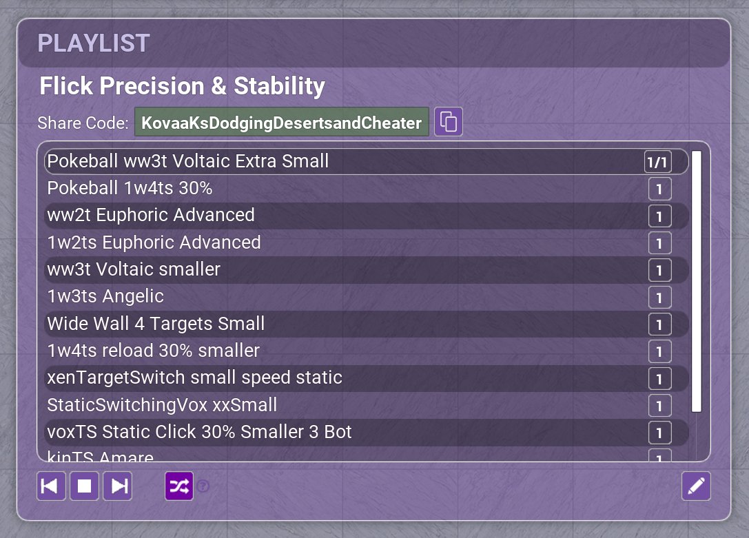 m0narcS's tweet photo. Flick Precision &amp; Stability - KovaaKsDodgingDesertsandCheater

Helpful scenarios for improving the accuracy of initial flicks &amp; the stability post-flick. Punishing improper tension release on flick landings and rushed corrections. https://t.co/kngQaF2IXy