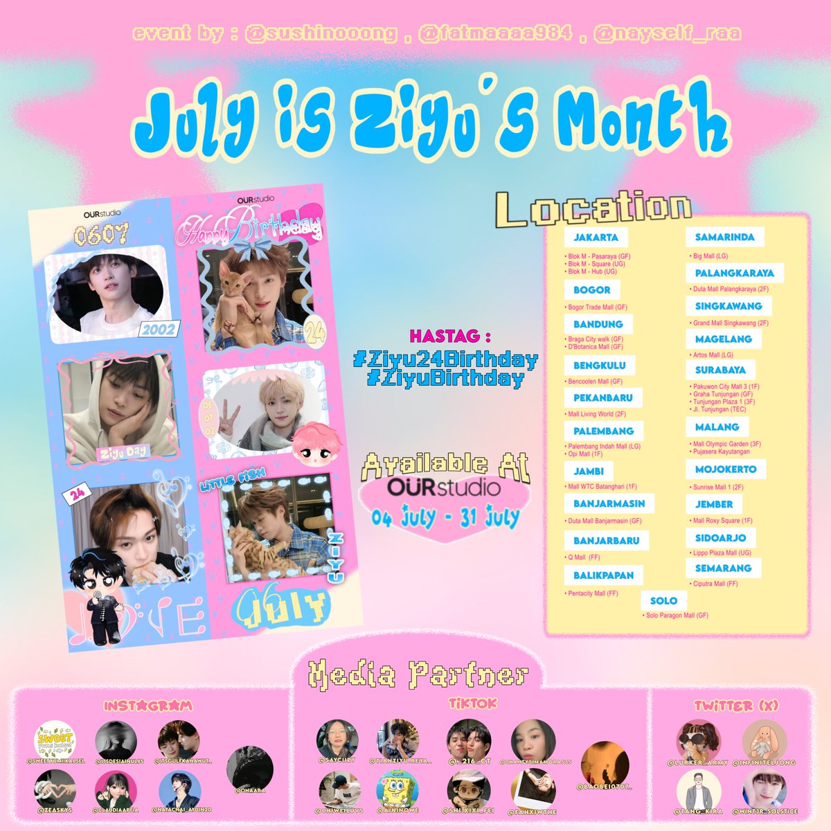 Midyearnamon9's tweet photo. 🐟 JULY IS ZIYU'S MONTH 🐟

Happy July with Ziyu Birthday !!! 
lets make memories <3

Ziyu Photobooth Frame by 
@/sushinooong
@/fatmaaaa984
@/nayself_raa

📍 Our Studio 
🗓️ 04 - 31 July 2026

#Ziyu24Birthday #ZiyuBirthday
#ZiYu #LeiPeng99 https://t.co/CDV2R7Rp0s