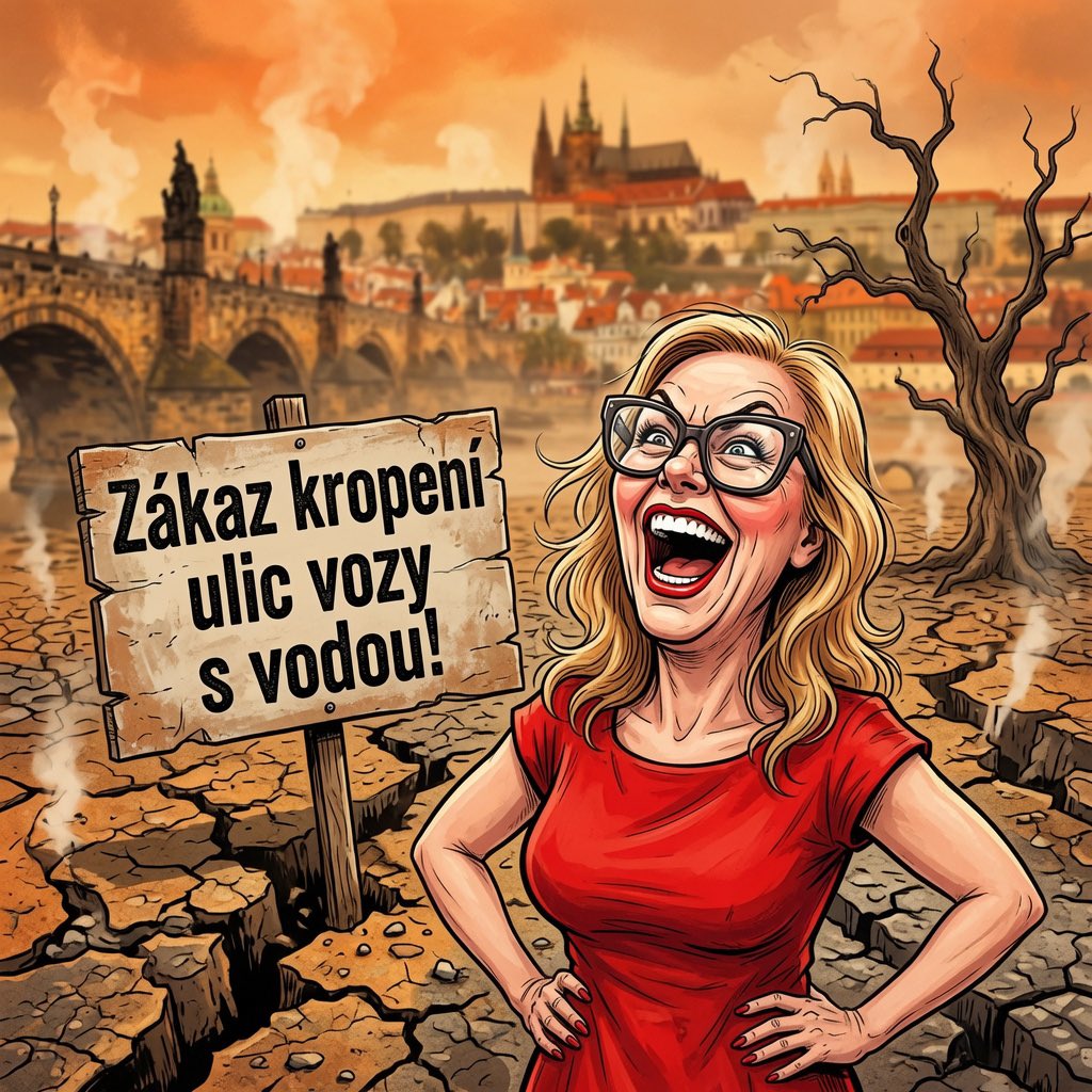 KrepelkaZlata's tweet photo. Asi jste si všimli, že v poslední době je @praha poněkud vysmažená. Ano. Je to pravda. A může za to malý detail. Nekropí se ulice. 
▶️ jako obvykle za to mohou @PiratskaStrana. Respektive náměstkyně primátora @JKomrskova, která to zakázala. Proč? To nikdo neví. Sama to zdůvodnila "Klimatickou krizí". Krizi má tato žena asi ve své hlavě. Na jednu stranu vykřikuje floskule o globálním oteplování, na druhou stranu Prahu odmítá v úmorných vedrech ochladit. Ostatní města v republice samozřejmě kropí. Vždycky se to dělalo a funguje to. 
▶️ my Pražané, si holt kalich hořkosti zvaný "náplavy z celé ČR pod značkou Piráti Praha" vypijeme až do dna. Jen pro představu. 
▶️ V minulosti se v Praze obecně kropilo a mlžilo více, v současnosti výrazně méně. Například v roce 2018 se vyjíždělo kropit a mlžit 35x, v roce 2023 4x (plus jednou jen Praha 1 na její vlastní žádost i náklady), v roce 2024 ani jednou, v roce 2025 jednou a letos zatím 3x. (Kdy bylo cca 40 stupňů.) 
▶️ jak pronesl leader SPD @MilanUrbanSPD: "mám pocit, že hlavní program Pirátů je škodit lidem!" 
▶️ TSK pod vedením pirátů a @PRAHASOBE rok co rok mění a zpřísňuje podmínky, za kterých vysílá auta na kropení a mlžení do ulic. Dříve stačily vysoké teploty, a to tři po sobě jdoucí dny přes 25 stupňů. Dnes to musí být souhra překročených limitů, například smogová situace kvůli vysokému přízemnímu ozónu. Takovýto souběh je ale velmi vzácný, to jsme viděli v posledních dnech, ale horko je v Praze pořád větší!
▶️ Praha má k dispozici více než 20 kropicích vozů. Kropení a mlžení osvěžuje klima ve městě, ale zejména snižuje prašnost a intenzitu přízemního ozónu, který je pro lidský organismus dráždivý. Především pro oční spojivky, nosní sliznice a průdušky. Zvlášť nebezpečný je pak pro malé děti, jelikož se drží nízko nad zemí. 
 ▶️ Ke kropení a mlžení se používá výhradně pitná voda, kterou vozy nabírají z několika desítek předem stanovených hydrantů. Denní spotřeba je zhruba 660 m3 a jeden kropicí vůz na jedno naplnění (5-10 m3 podle specifikace) obslouží ulice o průměrné délce 17 kilometrů. Má to hygienické a zdravotní opodstatnění. (Vodu totiž rozstřikují tak, aby ochladila a osvěžila nejen ulice jako takové, ale i obyvatele a návštěvníky metropole. Zároveň tím snížila prašnost a intenzitu přízemního ozónu.)
▶️ Tak. A tito novodobí Blaničtí rytíři čekají v garážích, až budou moci vyrazit na pomoc Praze. Komrsková tvrdí, že kropení je drahé a stojí milion denně. Je to její klasická lež. Stojí to max. 100.000 kč denně. Ostatně cenu vody a nafty si člověk dovede spočítat. Ale co bysme od Dozimetrů na radnici chtěli že? 
▶️ Plnou hubu Klimatického žalu, ale skutek utek. Tedy neutek, že? Peníze se samozřejmě investují. Do studií, analýz a poradců. Všichni made in piráti. Stranické a osobní kasy se plní. Ostatně, rád bych slyšel, kde @ZdenekHrib vzal na tu svou luxusní megavilu u Kyjského rybníka. Odhad 25 milionů. Kde vzala Komrsková na nový luxusní byt na Novém Hagiboru? Byty se tam prodávaly kolem 15 milionů. Příjmy na to nemají. 
▶️ snad se na podzim podaří tyto Dozimetry z našeho věčného města navždy vyhnat. Lidi by měli vzít rozum do hrsti, přijít k volbám a jasně ukázat svou vůli.  Prahu máme v srdci! 🍀💝