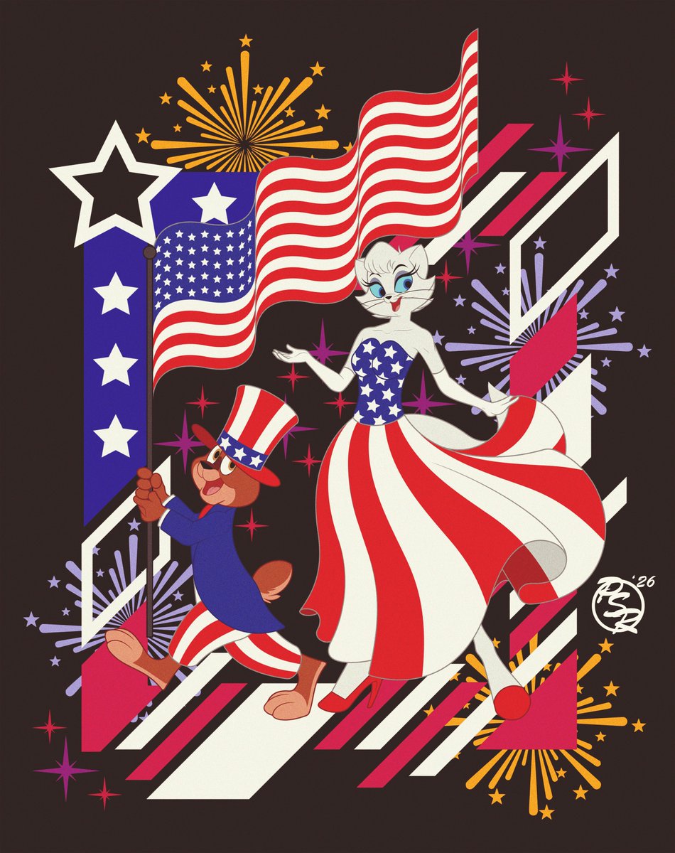 BrisbyBrave's tweet photo. On this historic 250th Independence Day, let us celebrate freedom and unity. Happy 4th of July!

#cat #rabbit #cartoon #furry #anthro #illustration #characterdesign #Retro #originalcharacter #4thofjuly https://t.co/A1Yb56qMAO