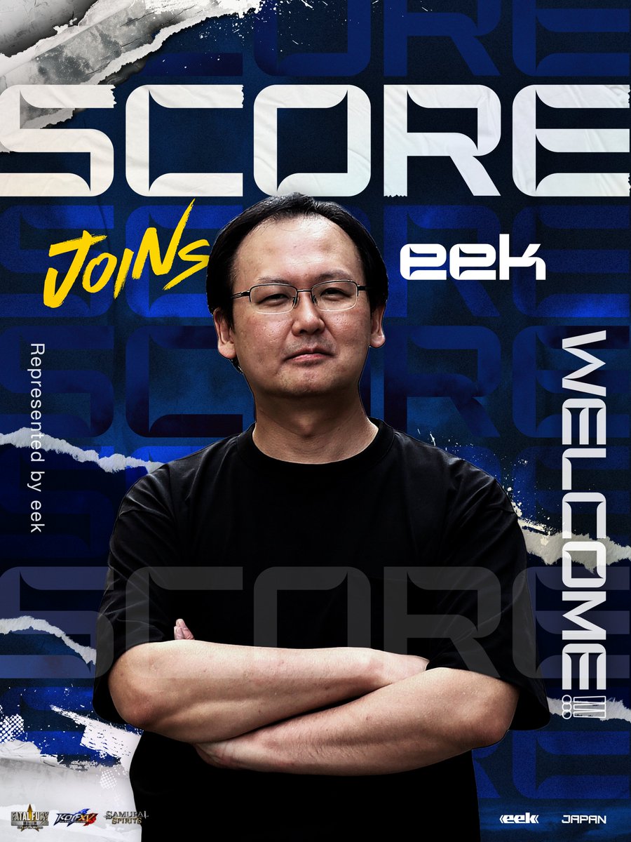 eek_Agency's tweet photo. Continuing the introduction of the players shaping the future of eek Agency.

Proud to support SCORE.
One of Japan's leading fighting game competitors, competing at the highest level on the global stage.

#FGC #FatalFury #EWC #Esports #eek https://t.co/4JYDbvoYB1