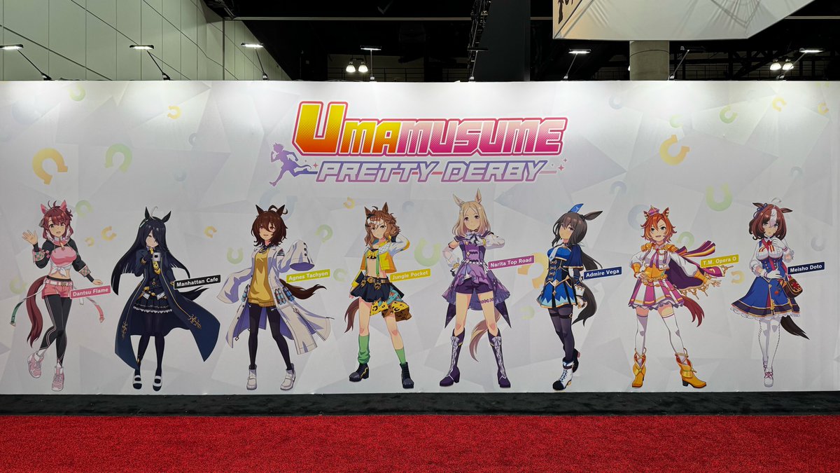 umamusume_eng's tweet photo. It was great seeing you all at AX yesterday, and we're looking forward to meeting even more trainers today at booth SH-3327! 

We've got our Day 3 photo spot, a new Winning Concert at 3 p.m., and a screening of Umamusume: Pretty Derby – Road to the Top (Theatrical Cut) after the show!

#Umamusume #AX2026