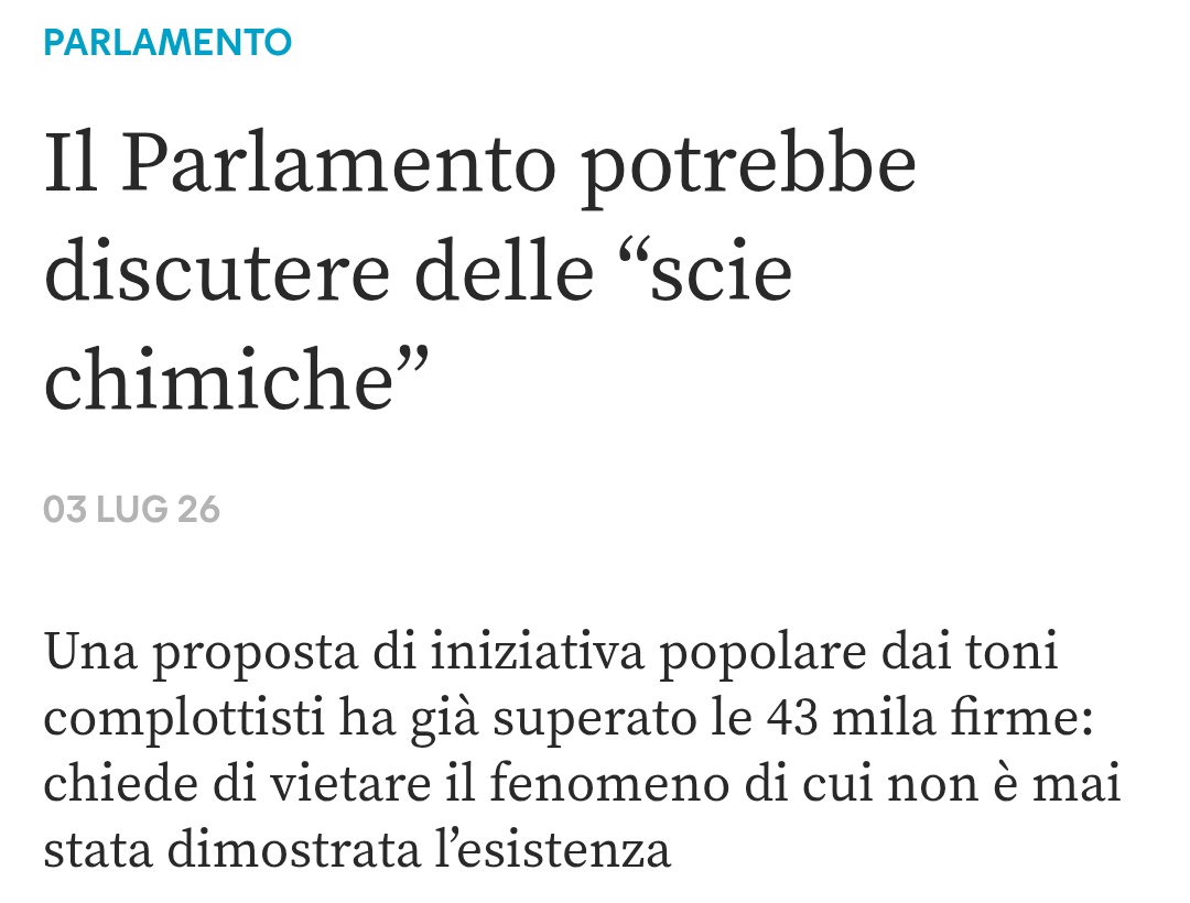pills_ofscience's tweet photo. Più di 40.000 firme per portare le scie chimiche in Parlamento.
La comunità scientifica dice condensazione, la politica dice "discutiamone". Quando la pseudoscienza entra nelle istituzioni, il problema non è il cielo: è a terra. https://t.co/LJKrR9W8QU