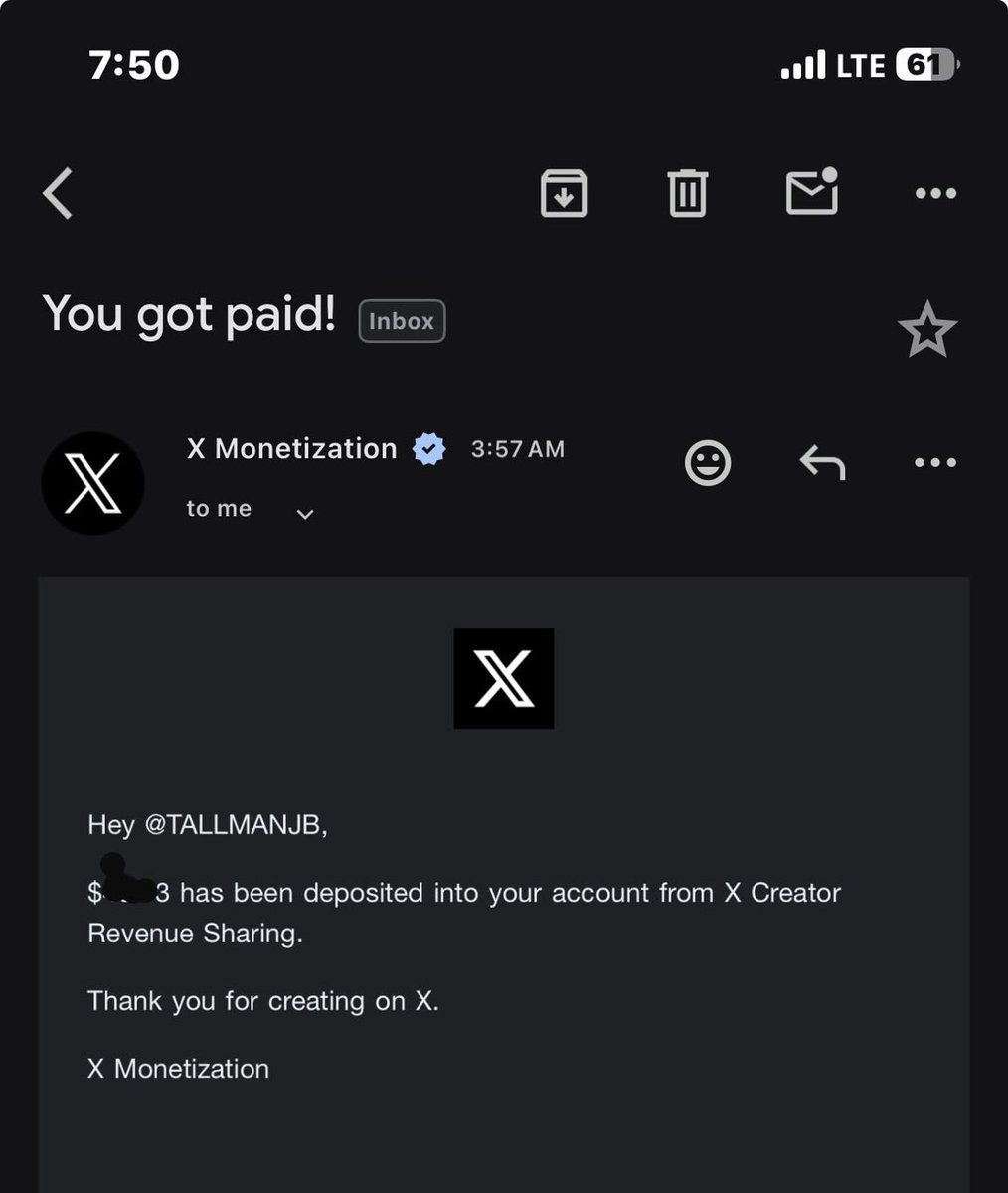 TALLMANJB's tweet photo. I got paid 🎉 https://t.co/39Rrr2AhaG