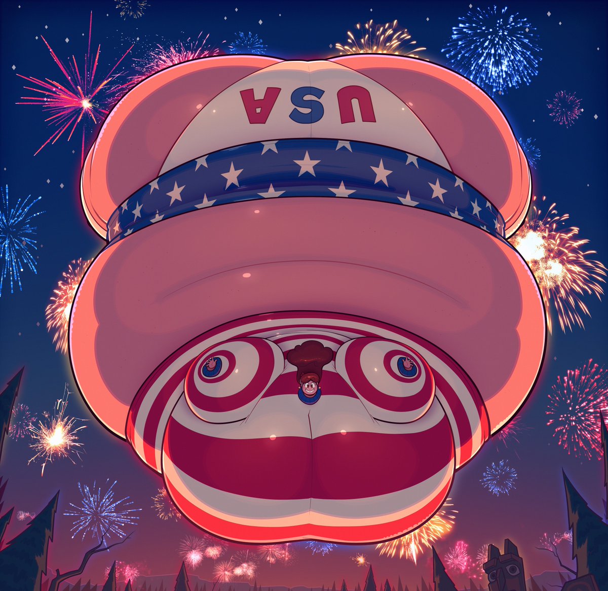 RlDlCULOUSCAKE's tweet photo. Mabel took a break from college to celebrate the 4th of July in a BIG way.

While thoughtful, she is seriously detracting from the fireworks by being such a HUGE distraction. https://t.co/JbJUx4szJ7