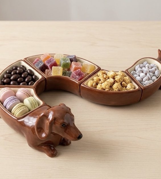 _rusticdaydream's tweet photo. modular dachshund (wiener dog) serving trays https://t.co/3HDTQ4xbtI