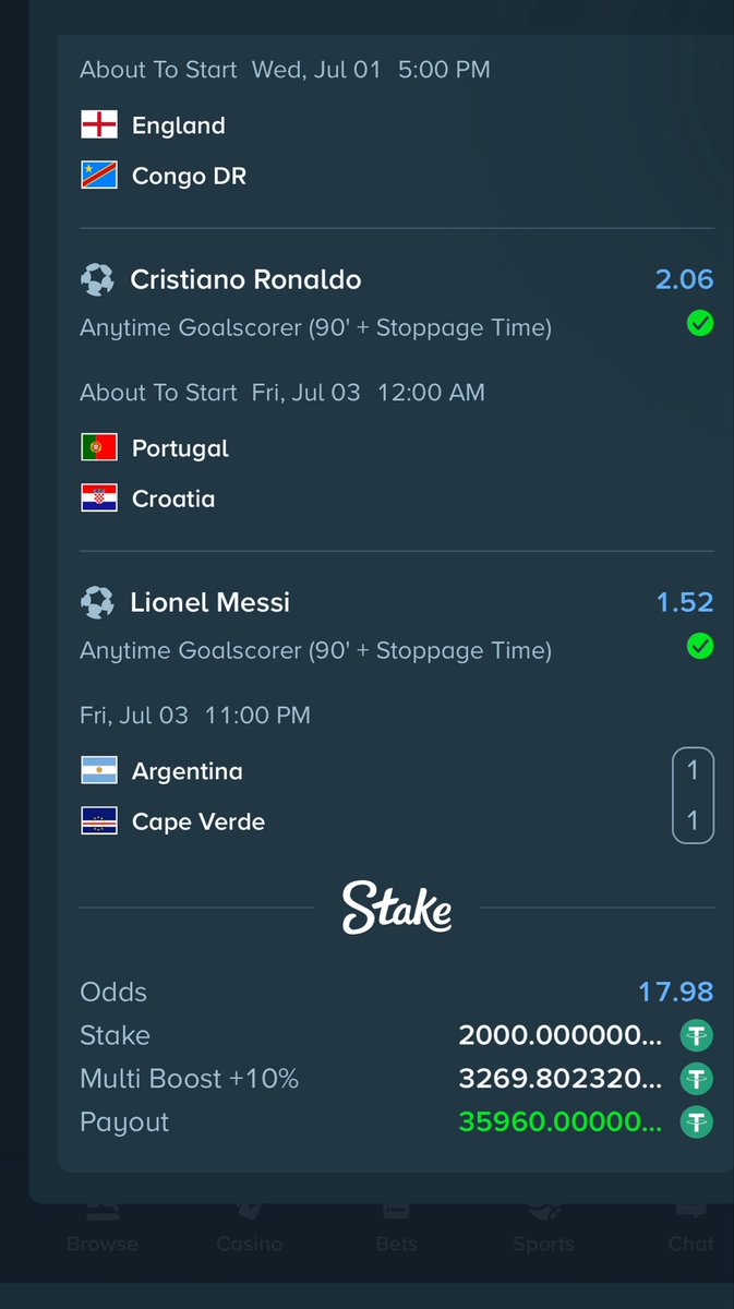 Mrbankstips's tweet photo. BOOMGRATULATIONS ✅✅✅✅✅✅

$36k in the bag ✅✅✅✅✅✅✅✅✅

Goalscorer bet won 🔥🔥🔥🔥🔥🔥🔥

Still not on stake? Register via link https://t.co/65ivS3Rsjb

Promo code banks

Telegram https://t.co/QkkYdxrTPS

Cheers 🍻 https://t.co/g9nwzCm1Xz