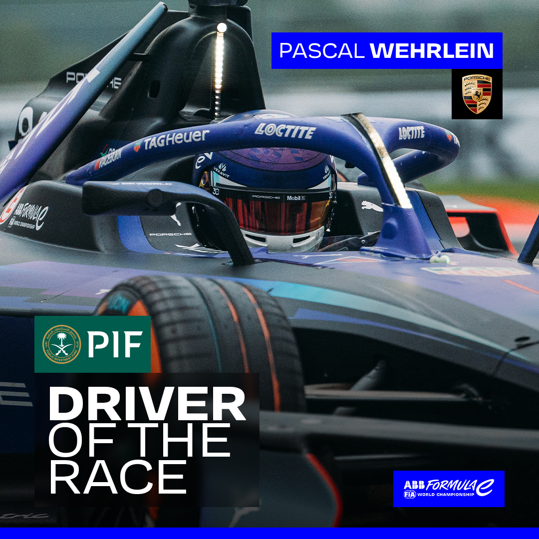 FIAFormulaE's tweet photo. Another win in the bag 💪

@PWehrlein is your @PIF_en Driver of the Race for Round 12 👏

#ShanghaiEPrix #FormulaE https://t.co/d3meKDwzKJ