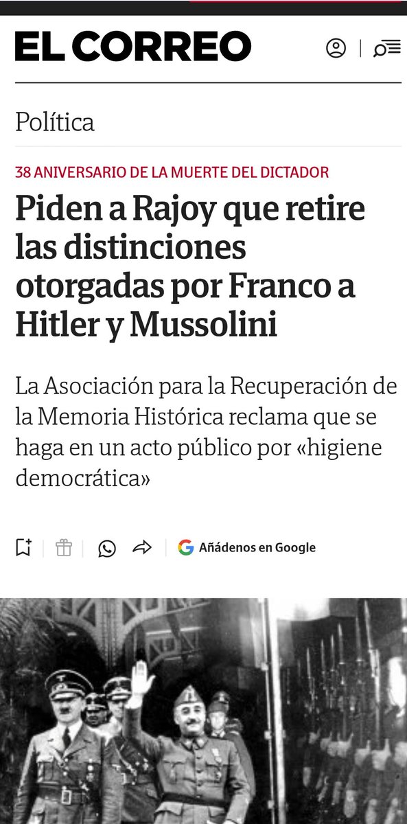 ARMH_Memoria's tweet photo. Ya que el Gobierno ha comenzado retirando la condecoración a Vallejo Nájera que no pare. Hitler y mussolini siguen condecorados por el Estado español. La Junta militar de la última dictadura argentina sigue condecorada por el Estado español. ... @desdelamoncloa @SE_MemoDemo https://t.co/vqU5Ky1XY3