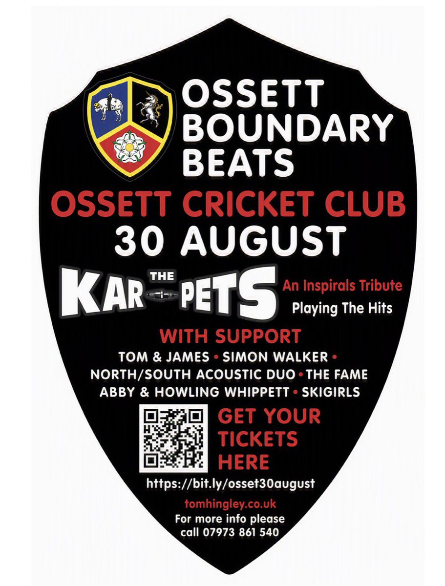 nickycrowther77's tweet photo. The official line up is here for Ossett Boundary Beats 2026 festival. 30th August, Ossett Cricket Club. Tom Hingley of Inspiral Carpets and his fabulous band headline 🎶 
https://t.co/6dRZowBZ3L
#festival #summer #livemusic #ossett #madchester #YorkshireDay https://t.co/3DDj5Am35d