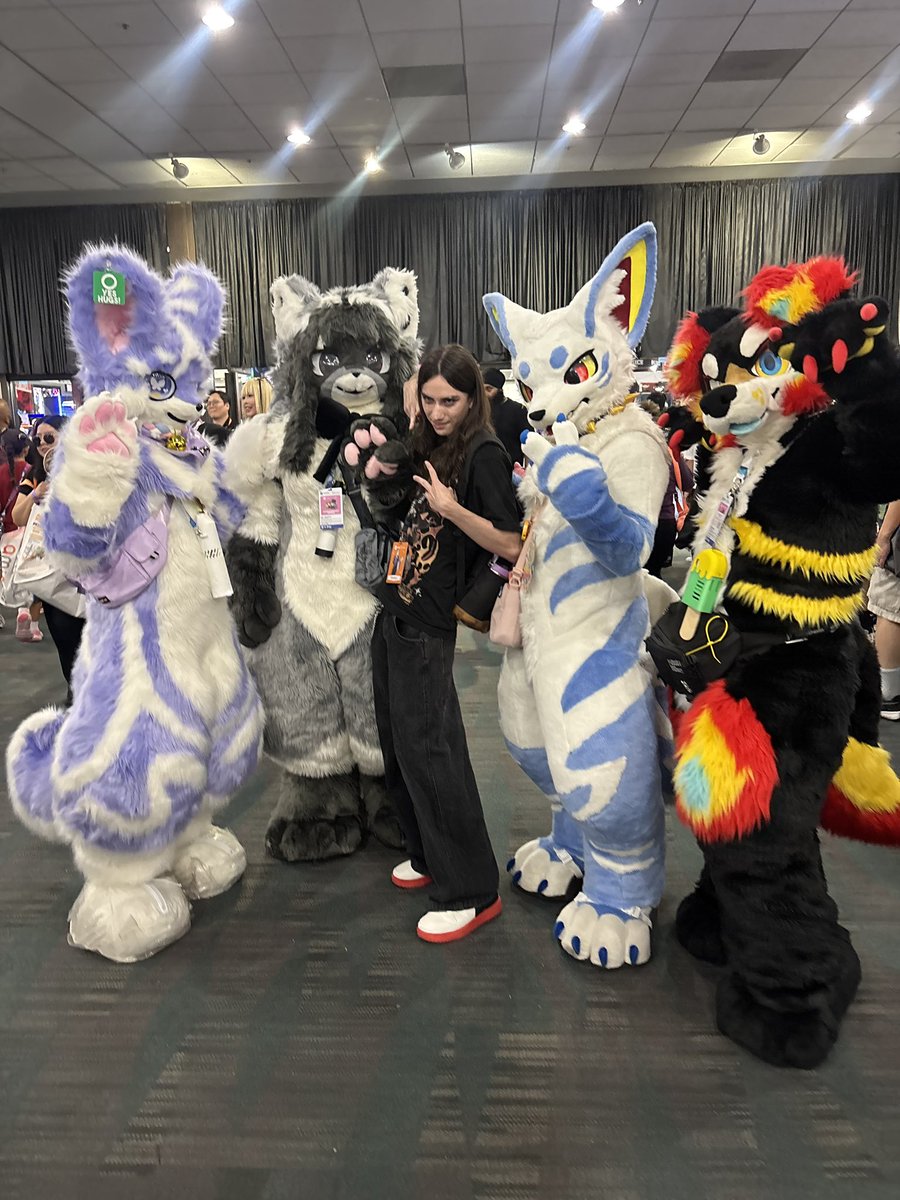 TaroAndUbe's tweet photo. Happy #FursuitFriday ! Taro ventured into Anime Expo today. He had not been there in a long time so he was surprised at how much larger it is now! Taro and his friends will continue their adventures so make sure to say hi! ☺️

🦝��️: @MeiFurr 
🐺🟦: @PajraGaoGao 
🐶⬛️: @TorchyDog https://t.co/qZovop0GUg