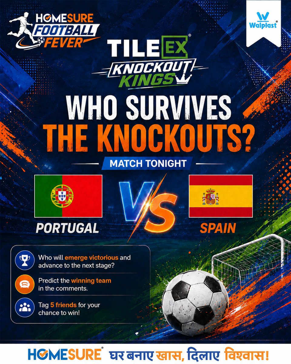 Walplast's tweet photo. The stakes are high! Portugal face Spain ⚽
Who comes out on top?

Join the game, comment your and using #HomesureFootballFever &amp; tag your squad!

For contest rules visit: https://t.co/Hihy3WKSnm

#ContestAlert #FootballContest #FIFAWorldCup #Contest #ContestLovers https://t.co/iSTL4i93Jv
