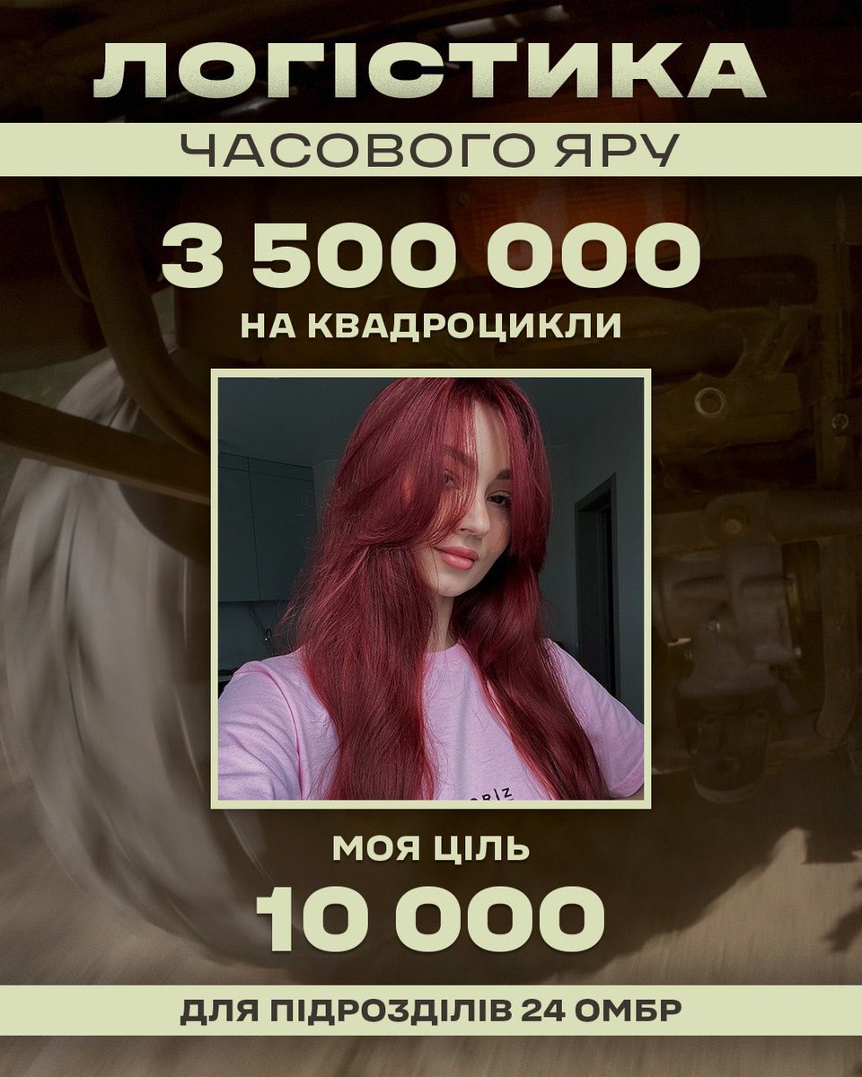 cherilady___'s tweet photo. Друзі, піднімаю ціль на квадроцикли. Вони менші за бронетехніку, майже безшумні. Допоможуть доставляти забезпечення на позиції, перевозити особовий склад та евакуйовувати поранених - непомітно для ворога

🫙 https://t.co/S0zKDbZEDi
Поширення та донати вітаються 🥺🙏 https://t.co/lARO7xYS3D