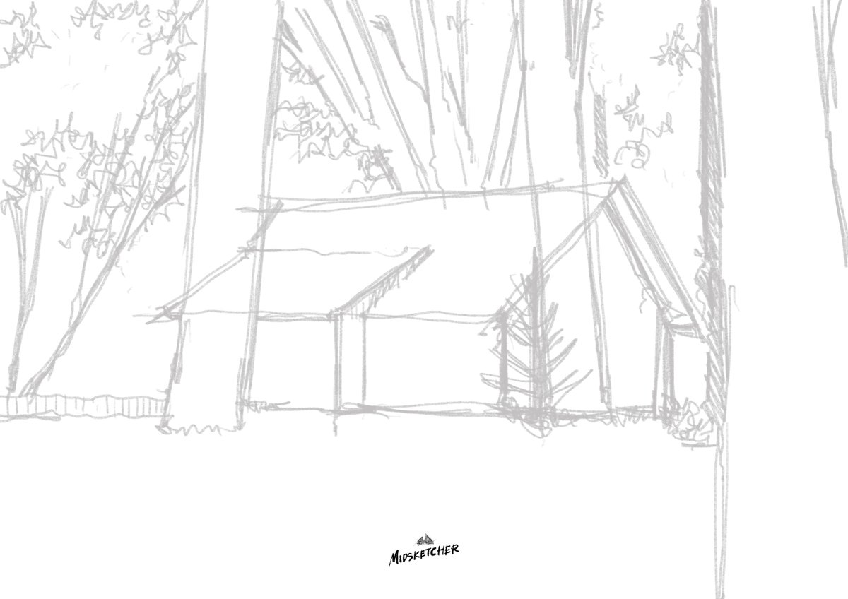 midsketcher's tweet photo. Hand drawn sketch of house in the middle of jungle step by step 🏡 #midsketcher  #realestate #architecture #property #dubai #uae https://t.co/q7MOCF5EMj