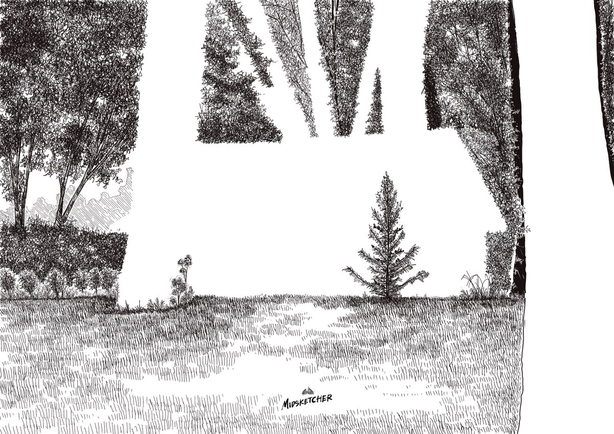 midsketcher's tweet photo. Hand drawn sketch of house in the middle of jungle step by step 🏡 #midsketcher  #realestate #architecture #property #dubai #uae https://t.co/q7MOCF5EMj
