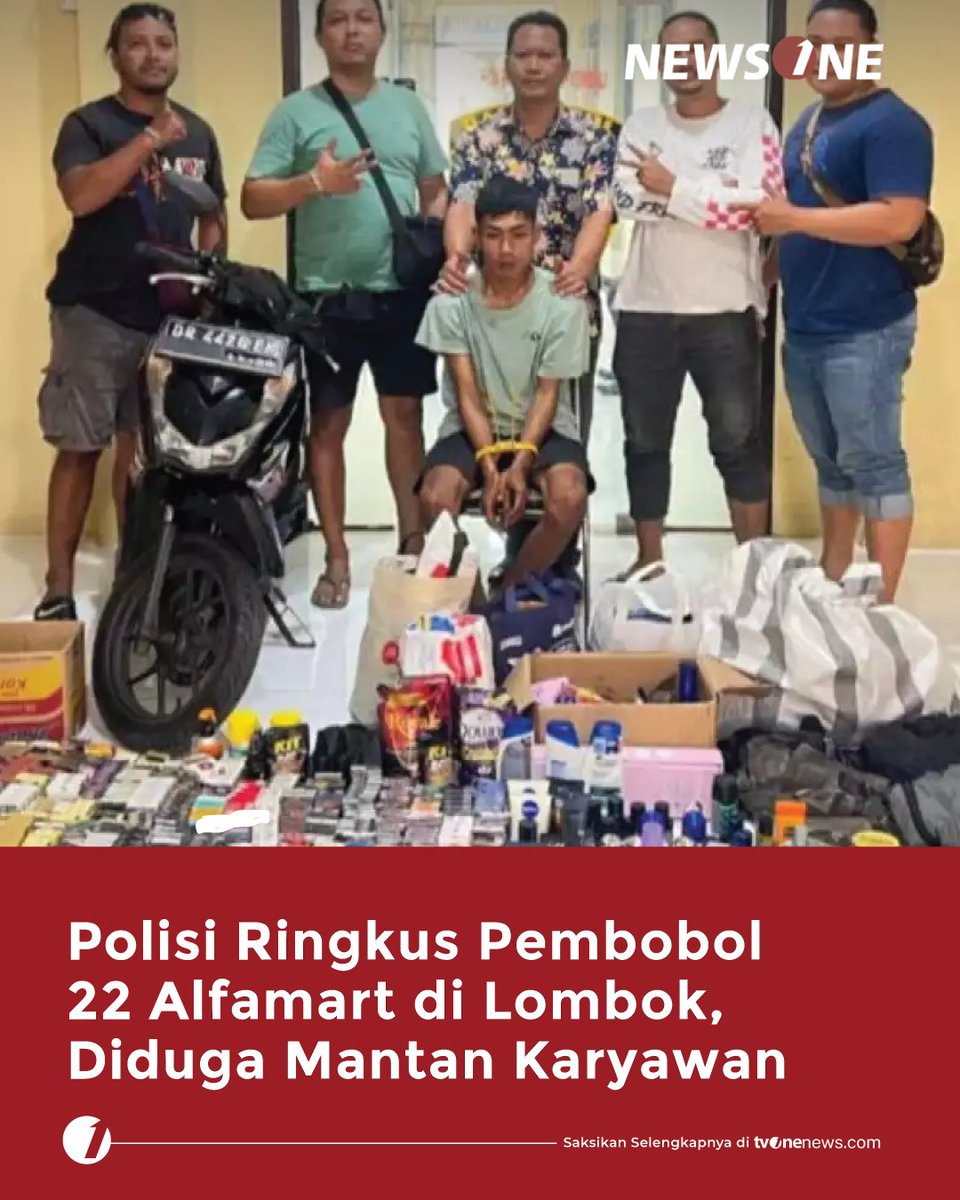tvOneNews's tweet photo. Polisi mengungkap kasus pembobolan 22 gerai Alfamart di Pulau Lombok dengan menangkap seorang mantan karyawan perusahaan berinisial MS (28).

Simak selengkapnya di https://t.co/GgtZcy4bbs 
#HardNews_Hukum #NewsOne #CariBeritaditvOne #Alfamart #Lombok #NO02 https://t.co/7uAgwv7MRf