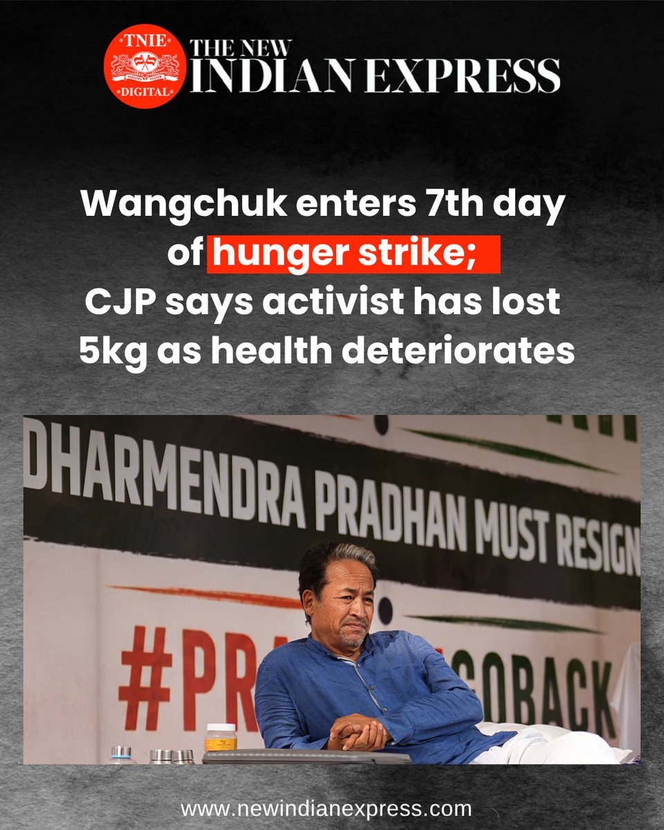 NewIndianXpress's tweet photo. “Sonam Sir has lost 5 kg, and his health is deteriorating with each passing day. How much longer will the Prime Minister wait before sacking Dharmendra Pradhan?” #CJP founder @abhijeet_dipke said.

🔗https://t.co/ii1hxGLTDZ

#CockroachJantaParty #CJPprotest @Cockroachisback @Wangchuk66