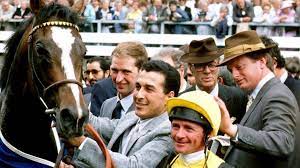 MikeWass2's tweet photo. OTD 1987: Alec Stewart-trained Mtoto (Michael Roberts) at 6-1 won the Eclipse Stakes from Derby winner Reference Point &amp; the classy French mare Triptych in a thriller. Mtoto won the race again in 1988; his sire Busted (Bill Rickaby) won the Eclipse in 1967. 🏇🌟#RacingMemories https://t.co/nTASABwFjn