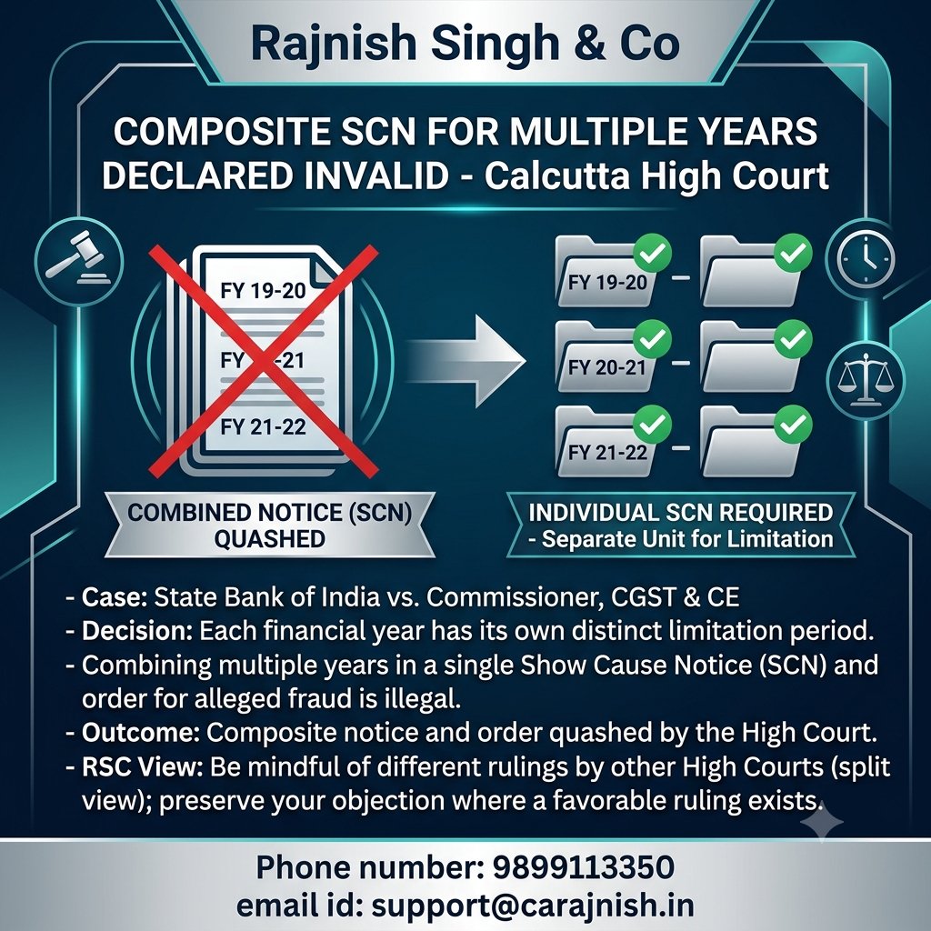 theRajnishkumar's tweet photo. Must read: A composite SCN/order covering multiple years is invalid. Each assessment year has its own limitation period and must be dealt with separately.
#IncomeTax #SCN #TaxUpdate #TaxLaw #Compliance #IndiaTax #LegalUpdate #Limitation #RSC #Trending #Viral https://t.co/UCrx9GmOgu