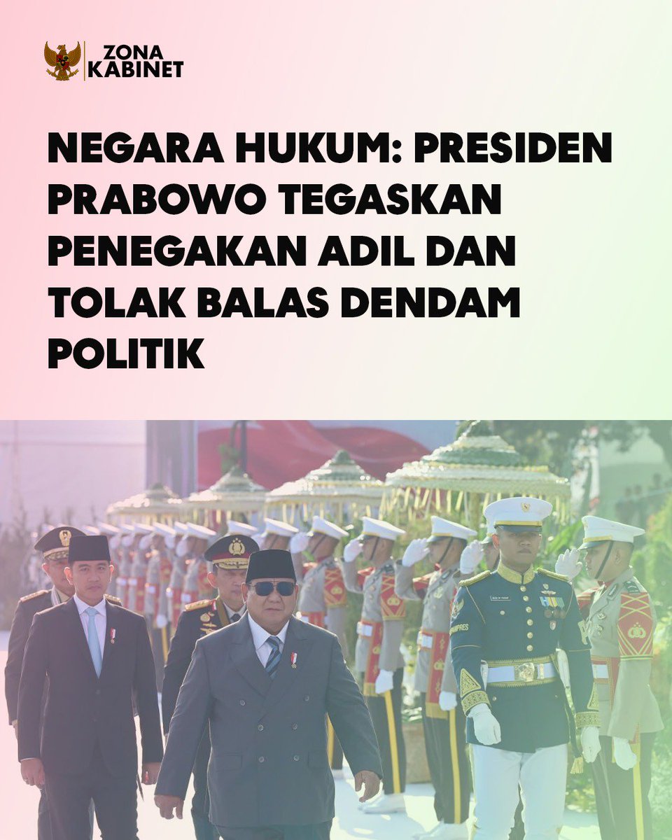brunommip's tweet photo. Negara hukum: Pesiden Prabowo tegaskan penegakan adil dan tolak balas dendam politik

Purbaya https://t.co/d3dJ4JGS4s