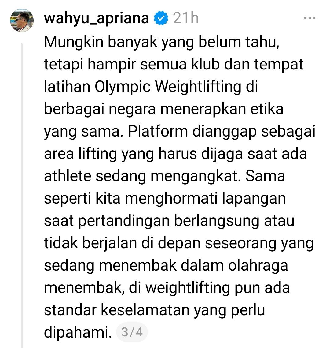 fxmario's tweet photo. Soal etika di tempat weightlifting, baca aja deh penjelasan Coach Wahyu.

Tidak berharap semua ngerti, tapi baca aja https://t.co/r2VWvgM9Mb