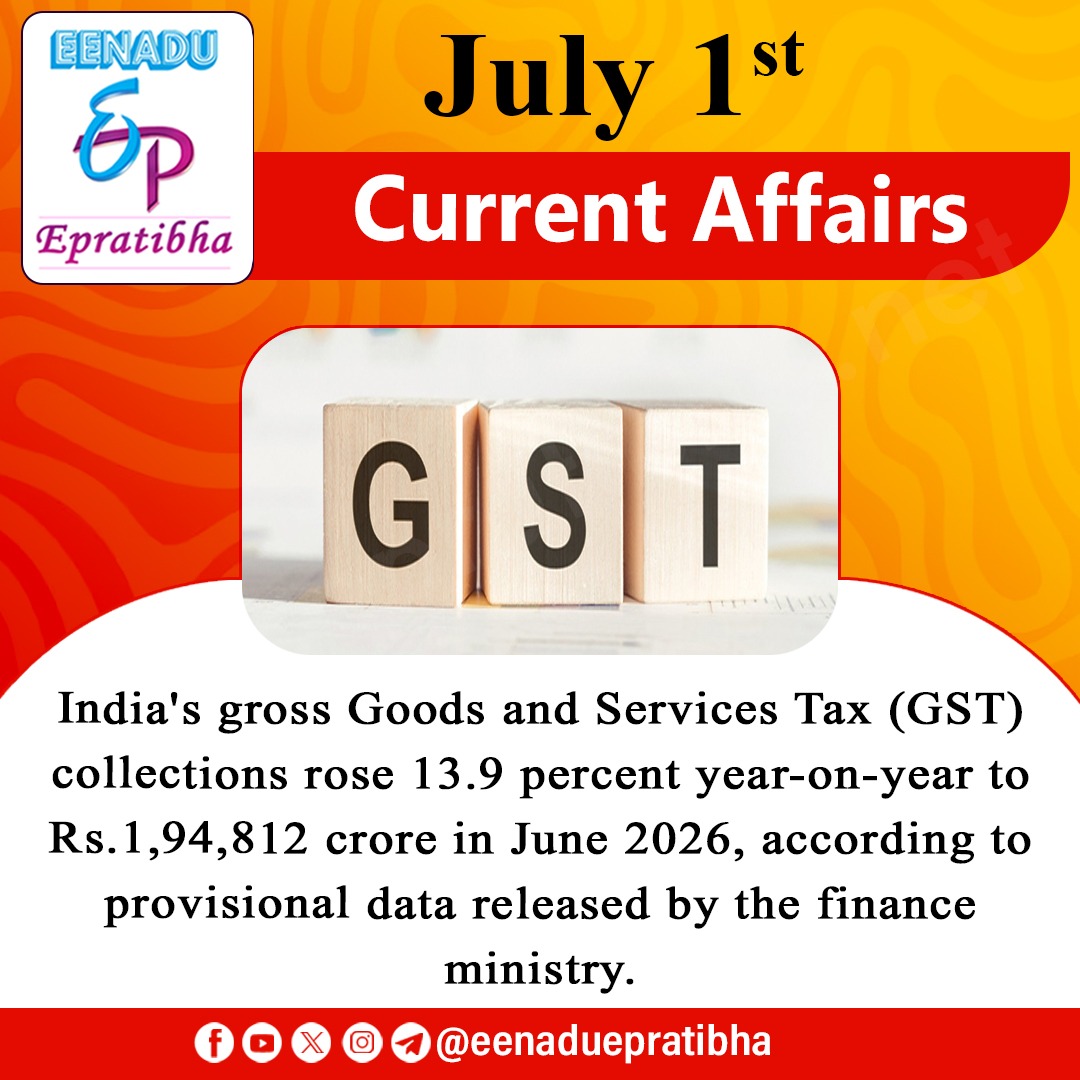 eenaduepratibha's tweet photo. July1st Current Affairs
visit: https://t.co/E16nW9UMrG #ishankishan #Wardrone #GST #SBI #centralgovernmentjobs #appsc #upsc #tspsc #police #ssc #eenadu #epratibha https://t.co/q6iHxUVKrv