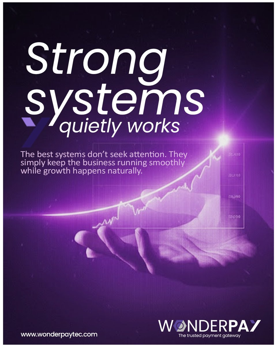wonderpaytec's tweet photo. The strongest payment systems aren't the loudest. 

They're the ones that keep every transaction running smoothly while your business focuses on growth.

Build on reliability. Scale with confidence.

#Wonderpay #PaymentGateway #BusinessGrowth #Fintech #DigitalPayments https://t.co/ajX2vzQyU9