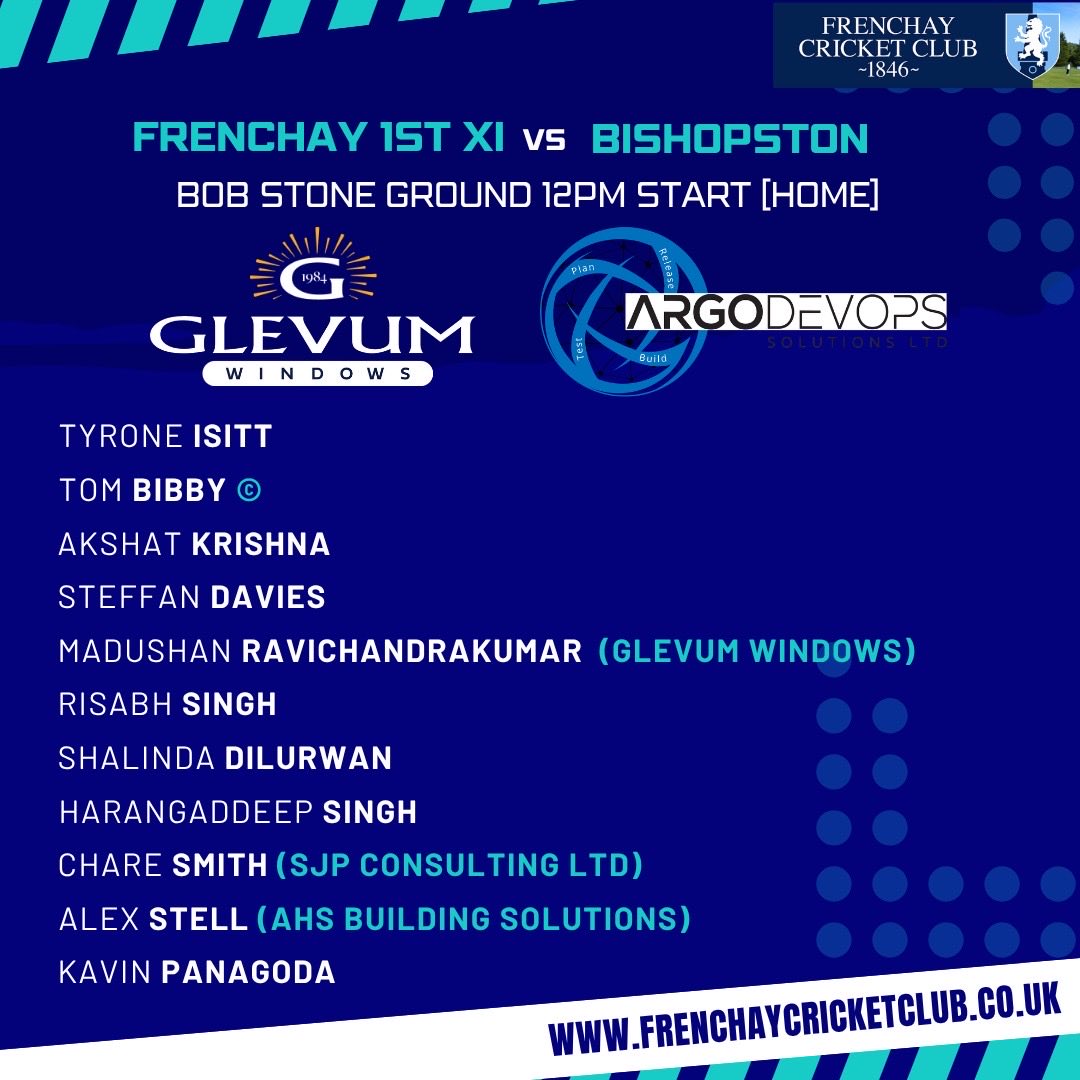 FrenchayCC's tweet photo. Weekend fixtures &amp; teams

Thank you to all our sponsors

 #UTC #upthechay https://t.co/ZhtrNf7Wiy