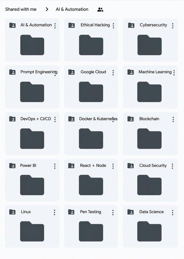 AItechscarlett's tweet photo. All Paid Courses (Free for First 4500 People)

 𝗣𝗮𝗶𝗱 𝗖𝗼𝘂𝗿𝘀𝗲 𝗙𝗥𝗘𝗘 (PART - 1)
 1. Artificial Intelligence
 2. Machine Learning
 3. Prompt Engineering
 4. Claude,Chatgpt,Grok
5. Data Analytics
6. AWS Certified
 7. Data Science
8. BIG DATA
9. Python
 10. Ethical Hacking

(72 Hours only )

Like + RT + comment ' Drive '

Must Follow me so I can DM you.
