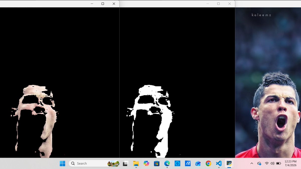 saileshgrg19's tweet photo. #LSPPDay34
Implemented skin color detection in OpenCV by converting an image to HSV color space, defining the skin color range, creating a mask, and extracting the detected skin regions
@lftechnology 
#LearningWithLeapfrog
#60DaysOfLearning2026
Github:https://t.co/FAu1CCMOb5 https://t.co/pXy9KEm99x