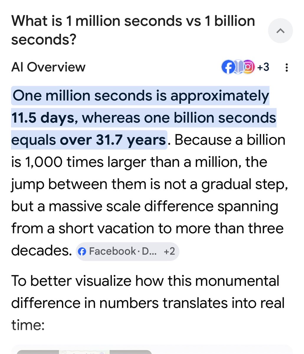 syde's tweet photo. One million seconds is about 11.5 days. One billion seconds is about 31 years and 8 months.

#thinkingtime https://t.co/13Oq0od1qS