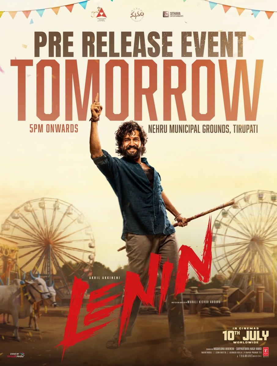 Multiplex312's tweet photo. #Lenin Pre Release event on tomorrow 
#AkhilAkkineni #BhagyasriBorse https://t.co/fTMN9JB0BF