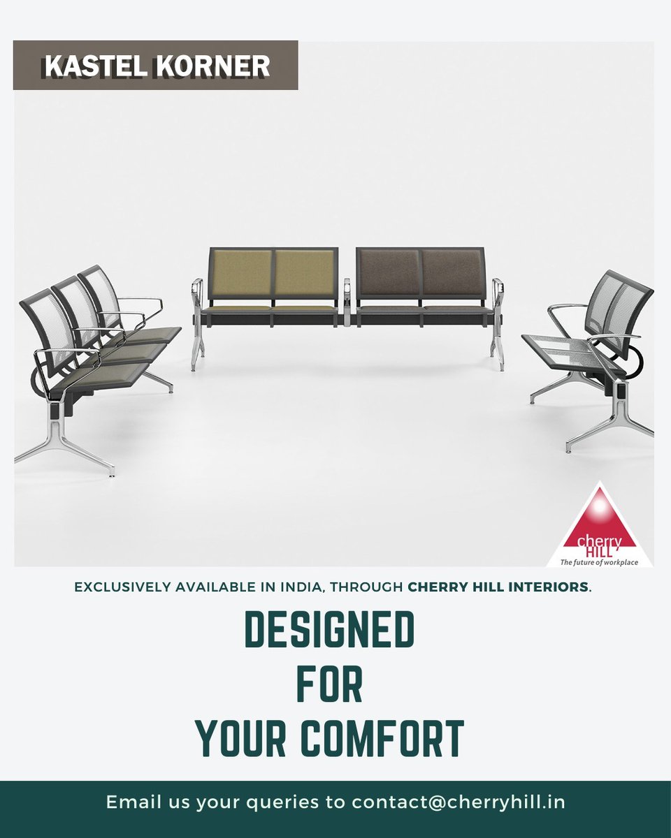 CherryHillDelhi's tweet photo. Cherry Hill Interiors brings you the Kastel Korner. It is part of the Bench seating Kastel range. Korner seating for large waiting rooms, with a painted steel structure, is available in various solutions and materials.
#CherryHillInteriors #WaitingRoomFurniture #BenchSeating https://t.co/dzkeXkzE3N