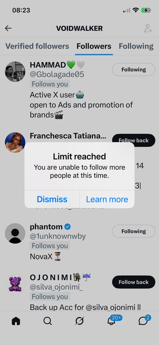 Voidwalker80's tweet photo. Thanks to everyone that followed me 
Please make Una gimme little time 
I Dey on limit like this https://t.co/qtATPSjRdU