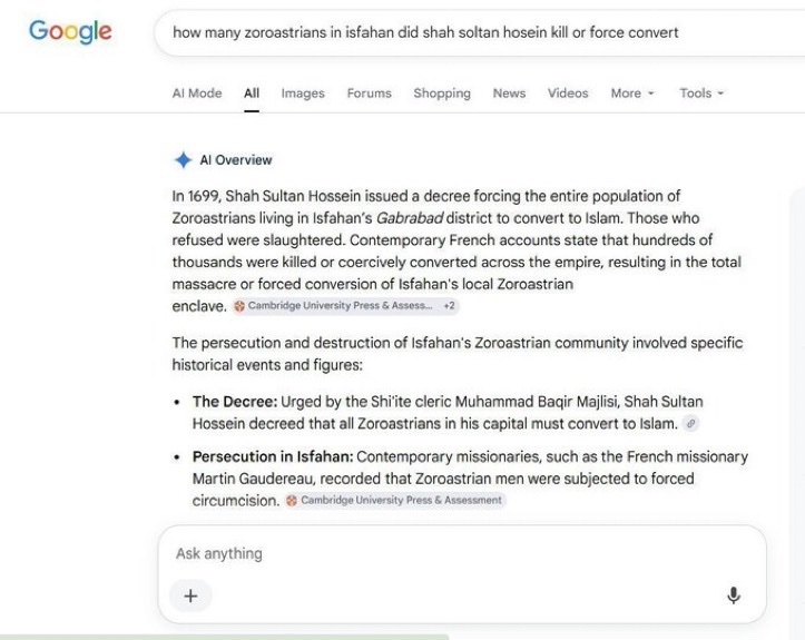 Smasher3501's tweet photo. Arabs didn’t force Islam, the Safavids whom “anti Islam” Iranians celebrate forced Islam.

Al Kindi, Hunayn ibn Ishaq, ibn Arabi, al Zahrawi, Ibn Baja, etc. weren’t Persians.

Many “Persian” scholars like Fakhruddin Razi were Arabs who settled in Iran. https://t.co/srRQ9AqDOV