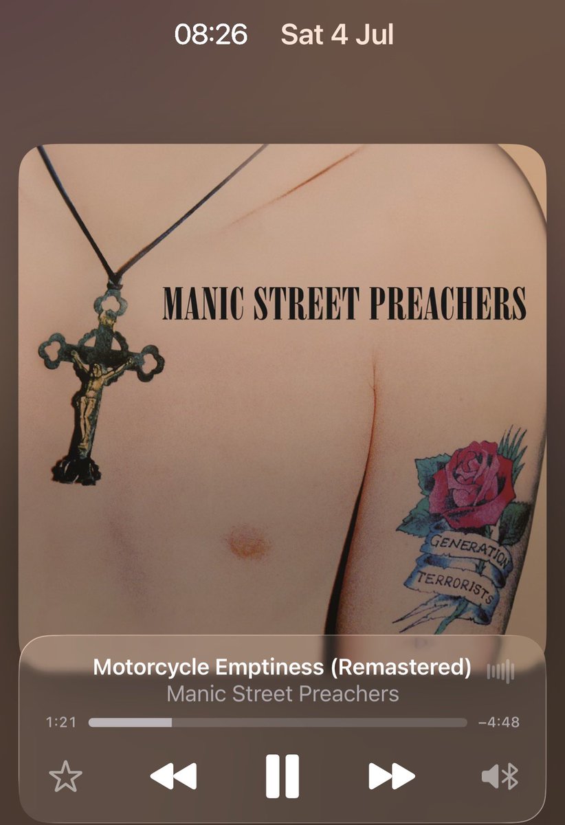 japekay's tweet photo. I’ve been listening to The Manics for over 30 years. It was my first gig at 14 🫢

Out of all the bands their lyrics are the hardest to decipher. 

Like this banger, must have listened to it thousands of times and I know about 5% of the lyrics. 

Tune though 👌🏼 https://t.co/T1XHU5pJZp
