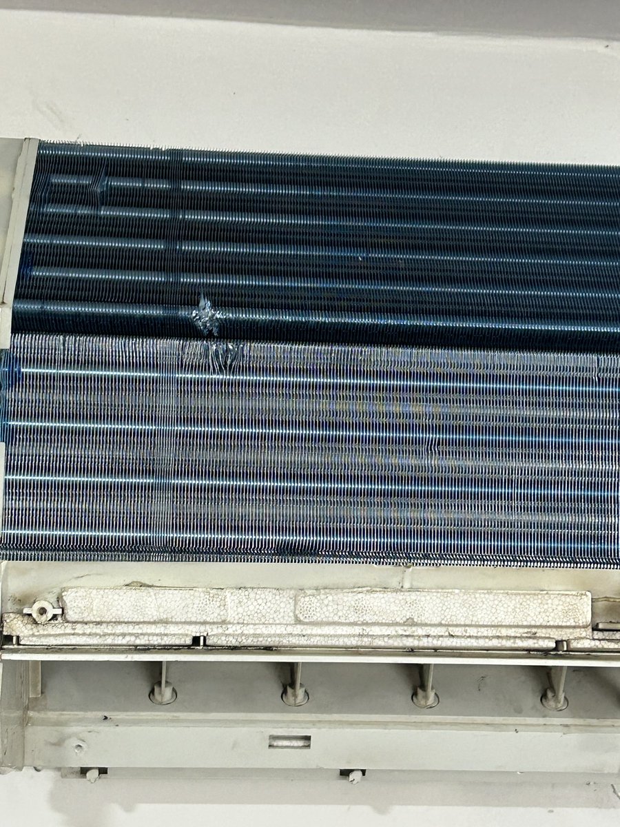 hiteshmit's tweet photo. @IndiaHaier Your team replaced the coil yesterday but installed a physically damaged/crushed coil &amp; shattered the indoor unit plastic chassis/drain pan, causing heavy water leakage in my room! @jagograhakjago @consaff https://t.co/aA1fLXCwMK