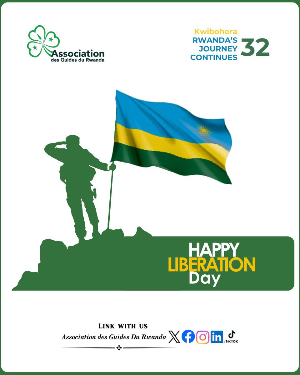 guidesrwanda's tweet photo. Celebrating 32 years of resilience, unity, and progress.

As Rwanda’s journey continues, we are proud to grow alongside a nation that is building a brighter future for every girl, every young woman, and all Rwandans.

Happy Liberation Day! 🇷🇼 https://t.co/DeoiGvIYIA