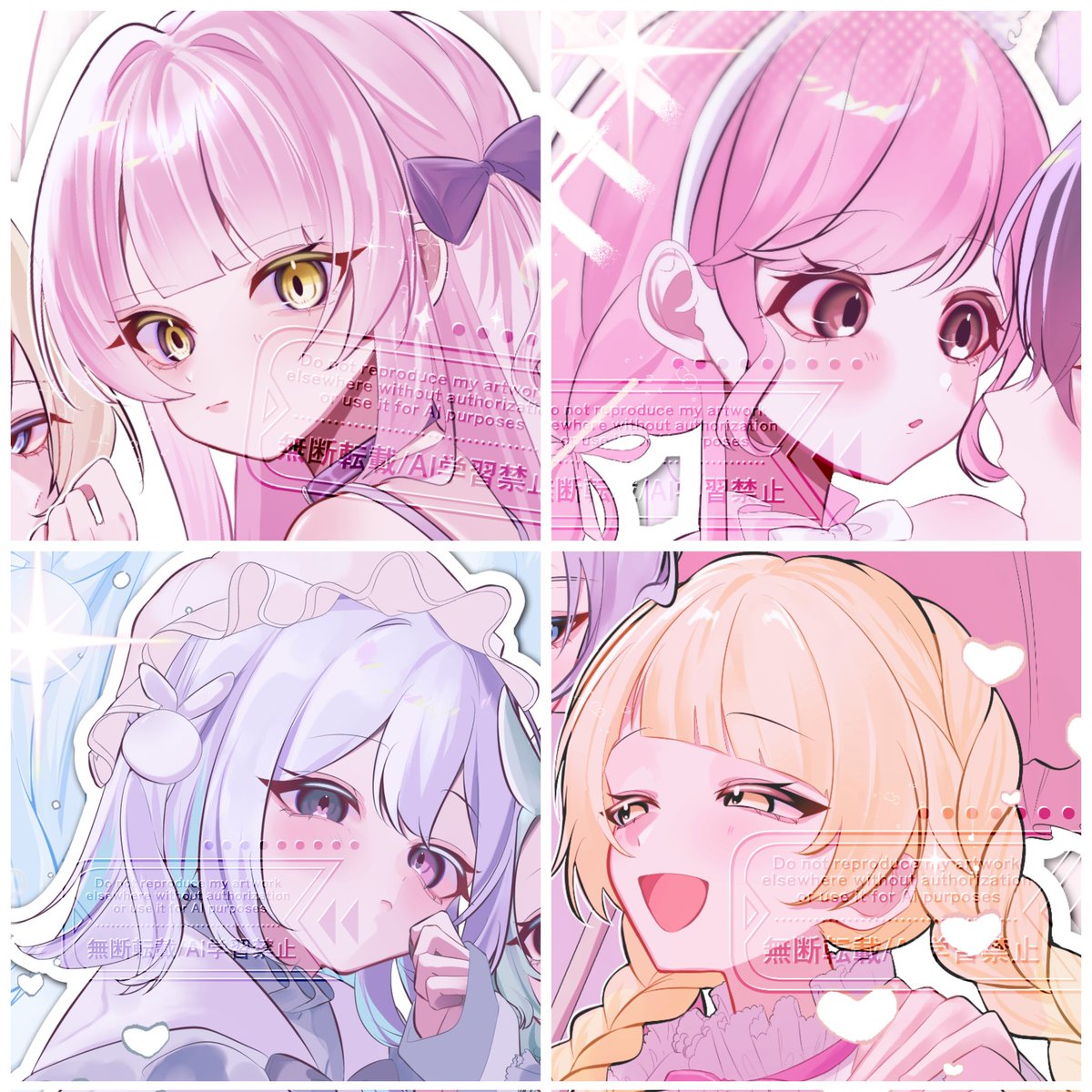 NO_I404's tweet photo. 直近で描かせて頂いた明るい色味の女の子たちです🍬🤍 https://t.co/a53MKp2gRA