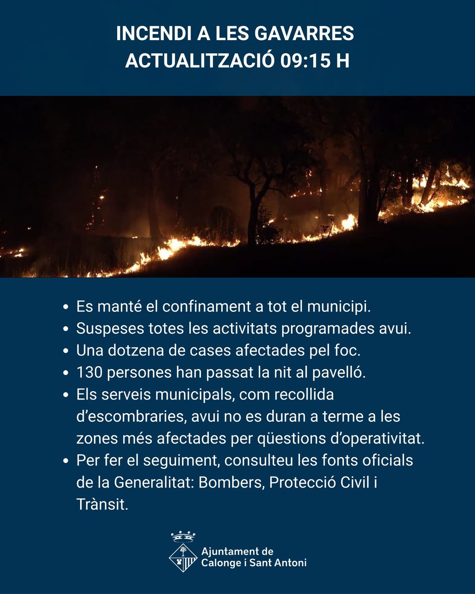 ajuntcalonge's tweet photo. INCENDI A LES GAVARRES - ACTUALITZACIÓ 09:15 h https://t.co/VKCA035I8k