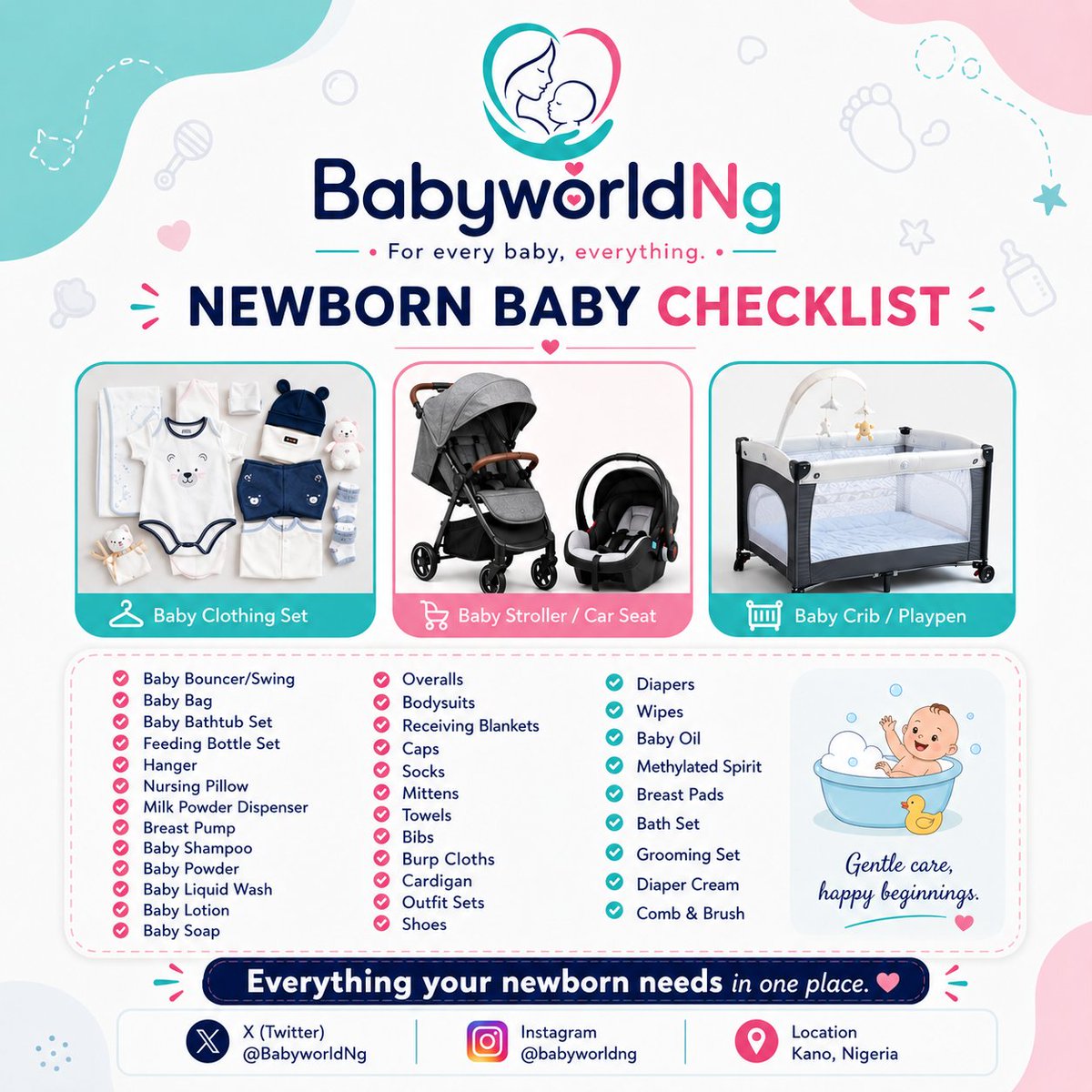 BabyworldNg's tweet photo. 🍼 Newborn Baby Checklist

Everything Your Little One Needs in One Place! 💙

Preparing for your baby's arrival? BabyworldNg has you covered with all the newborn essentials under one roof.

✅ Our Newborn Checklist includes:

A thread🧵 https://t.co/wy4KFg3SRQ