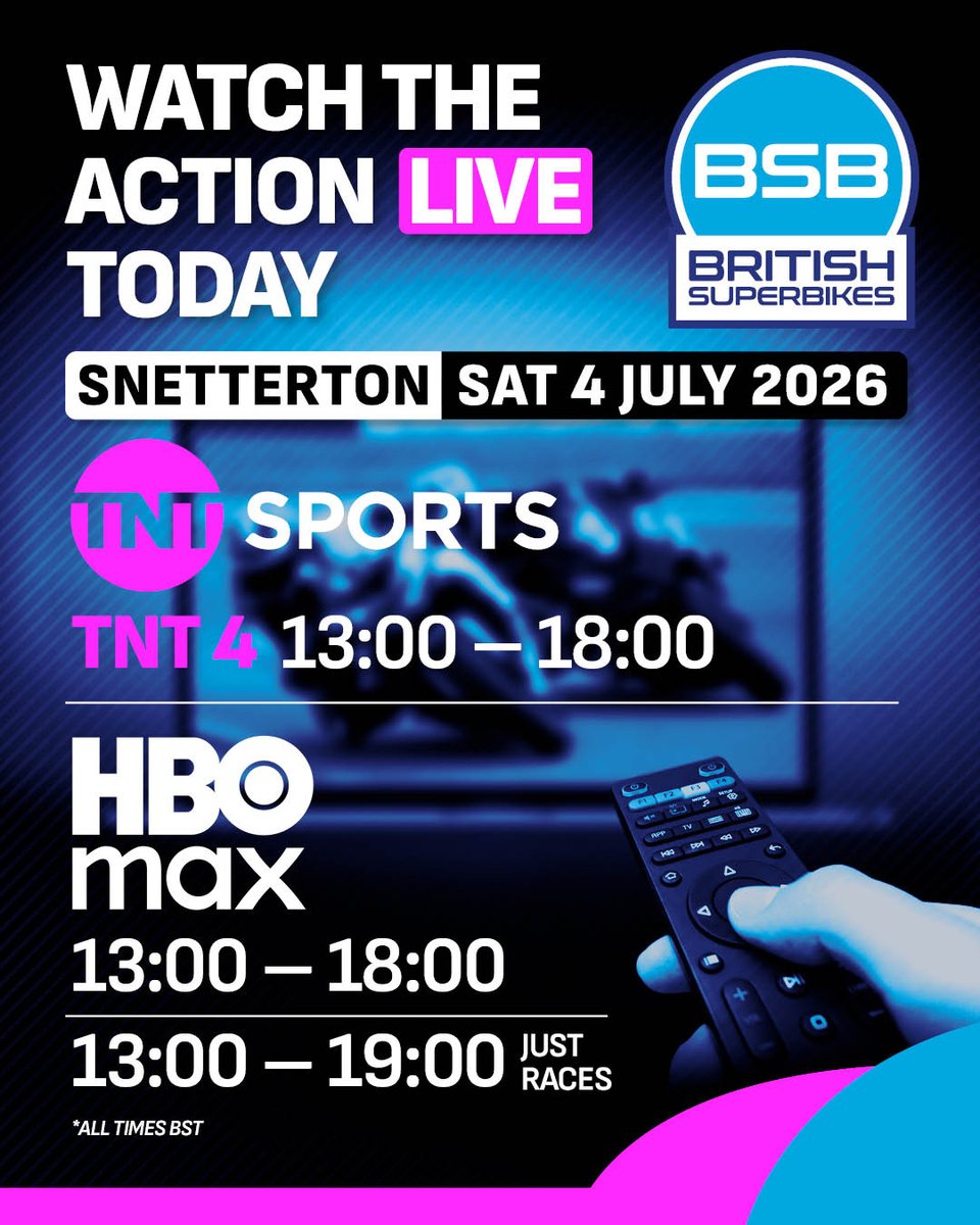OfficialBSB's tweet photo. Not heading to watch trackside at @SnettertonMSV today?

Then make sure you tune in to @bikesontnt for all the action from #SnettertonBSB

Full listings: https://t.co/C8avLLpS1C   

How to watch around the  world: https://t.co/4i3Lx7Gtch https://t.co/h6JPJRCds2
