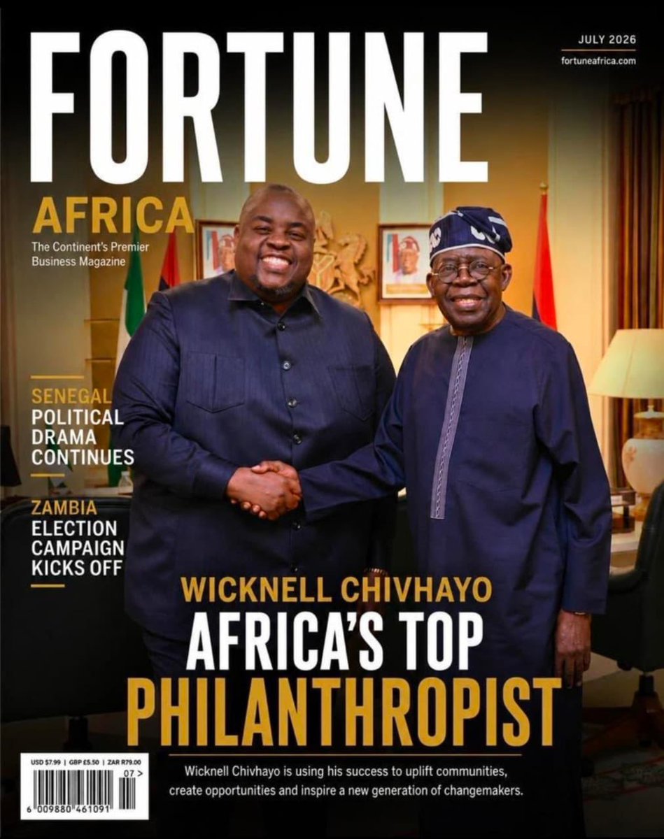 TimothyMoyo2's tweet photo. Congratulations to @wicknellchivayo on this remarkable recognition as Africa's Top Philanthropist. Your journey reminds us that true greatness is found in lifting others as you rise. May your passion for giving continue to inspire generations across Zimbabwe and the African continent.Zimbabwe is proud of you. Keep flying our flag high. 🇿🇼❤️#WicknellChivhayo #FortuneAfrica #Zimbabwe #Philanthropy