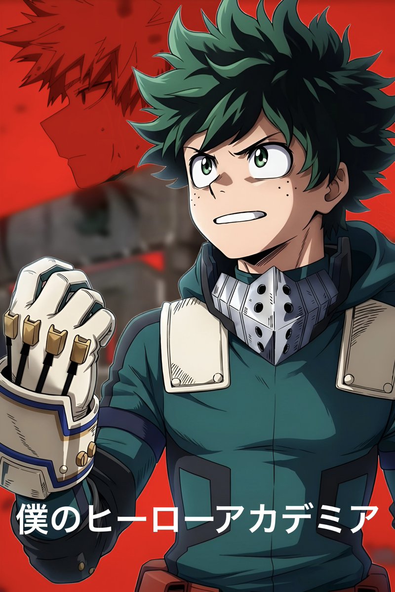 OffBrandProduct's tweet photo. Finishing up My Hero Academia poster/wall scroll, almost there, had to restart from scratch because of some dimensional issues but it’s turning out great. 

Can’t decide if I want the text at the bottom or not🤨 #bkdk #dkbk https://t.co/A7LxH7l2CL