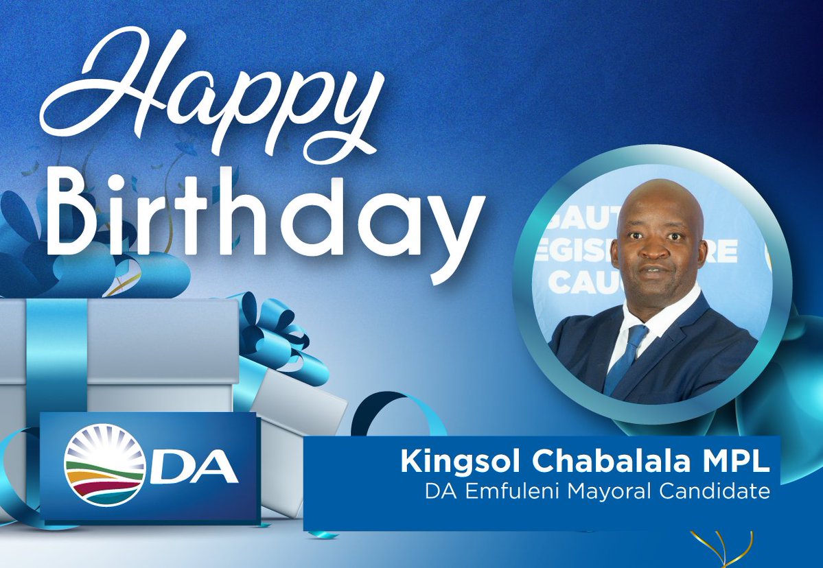 DA_GPL's tweet photo. Happy Birthday, Kingsol Chabalala MPL!
Our DA Emfuleni Mayoral Candidate and tireless fighter for better services and clean governance.
Wishing you a fantastic year ahead filled with strength and success as we work together to fix Emfuleni.
#HappyBirthdayKingsol #DAatWork #RescueSA #DA_GPL #LetsFixEmfuleni @kingsoljr