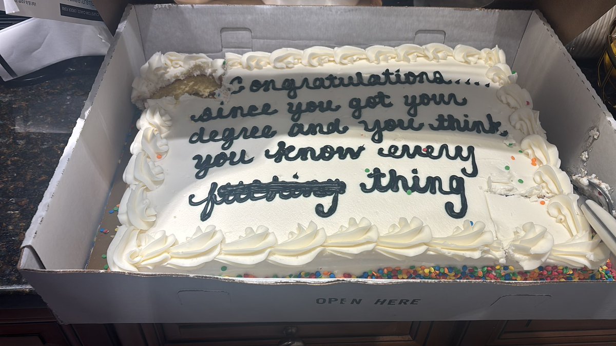 gottahaveAWILL's tweet photo. Hosted our grad party and forgot about the cake 😭 sooo time for the blunt, love island, and trying to put a dent in this puppy 🤣 https://t.co/jKf2fMk9tM