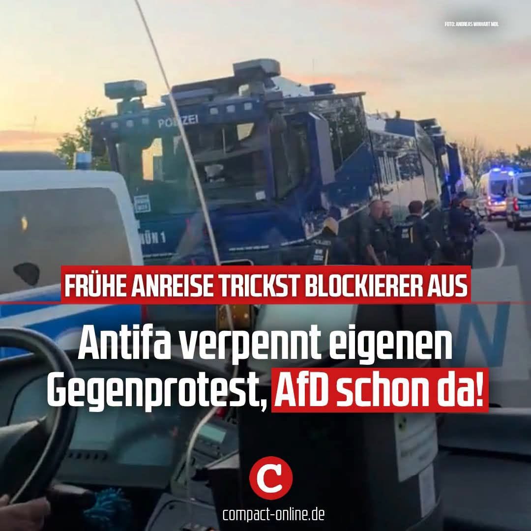 EnrikoKowsky's tweet photo. Als die Rotlackierten von der #SAntifa begannen, die Straßen zu blockieren, waren die meisten Delegierten schon in der Messe!😀
#Erfurt #AfD https://t.co/o1yBugXBRd