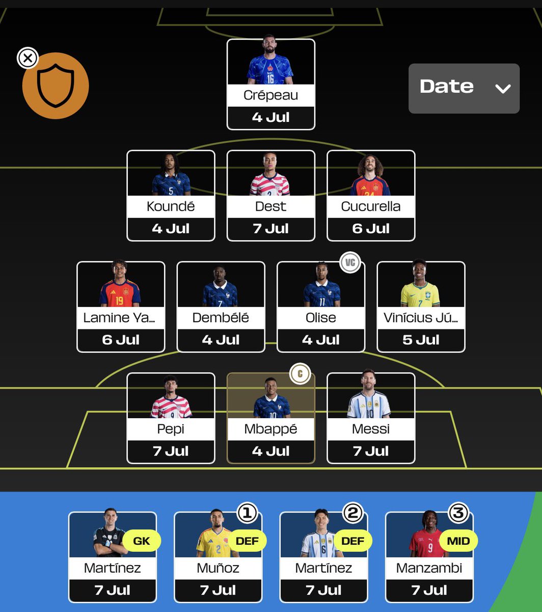 _FourFPL's tweet photo. WC #MD5 TEAM SELECTION

🌍 51k
🍟 Clean Sheet Shield

Robinson ♻️ Dest
Brown ♻️ Koundé
Saliba ♻️ Olise
Kane ♻️ Pepi

Sacrificed Kane for differential Pepi. 

Can’t find the funds for Hakimi annoyingly. 

I find clean sheet shield the hardest booster to predict, so just playing it https://t.co/ovc6armpDf